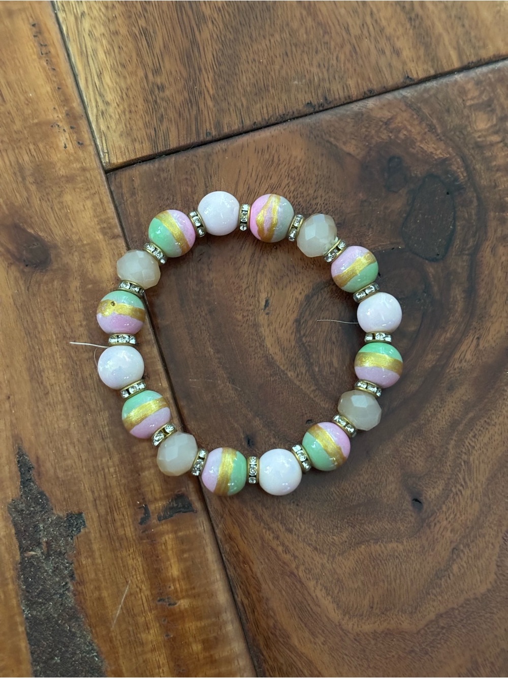 Pink Green and Gold Bracelet